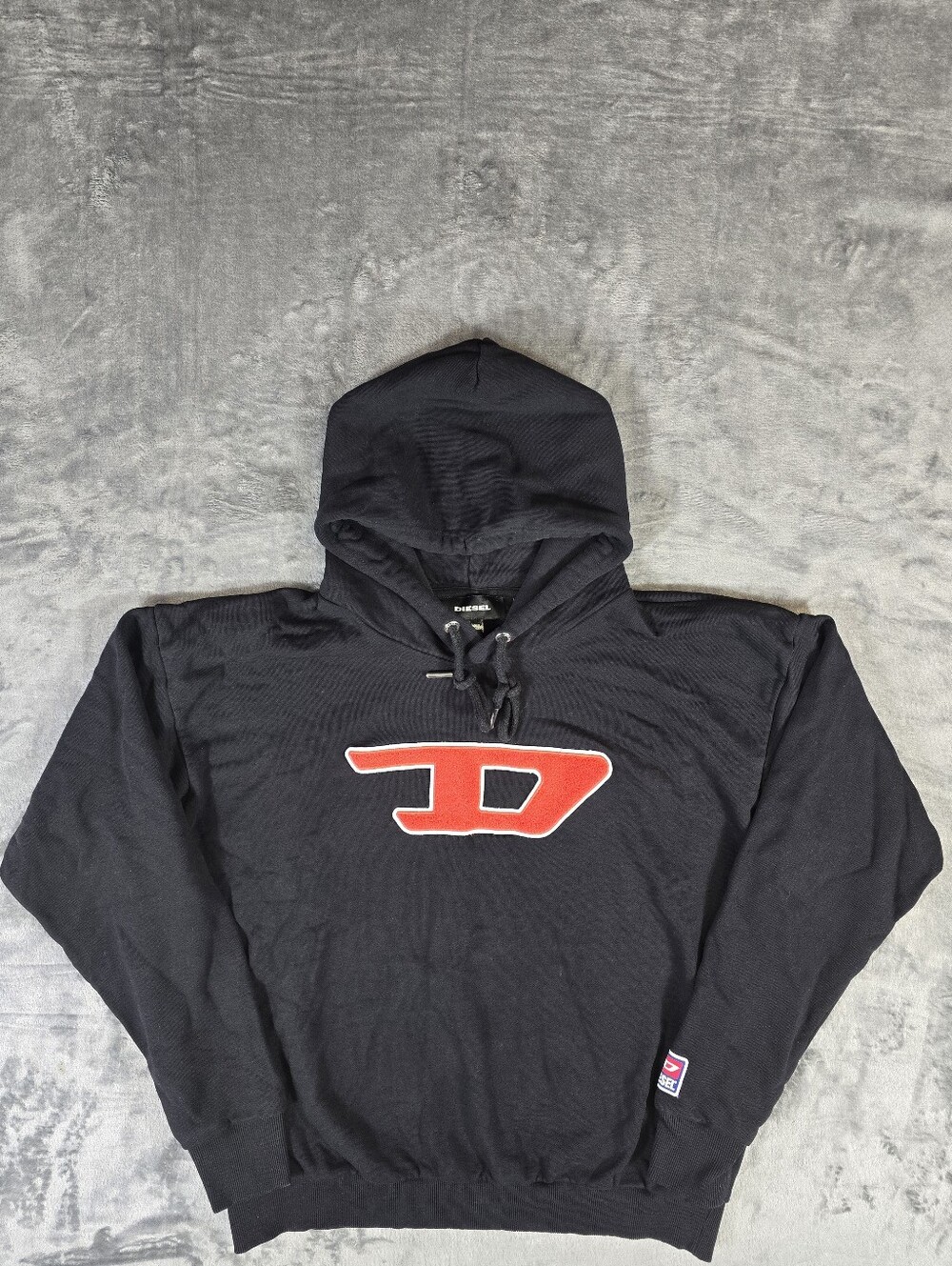 Diesel S-Division D Logo Patch Hoodie Size Large Archive Black